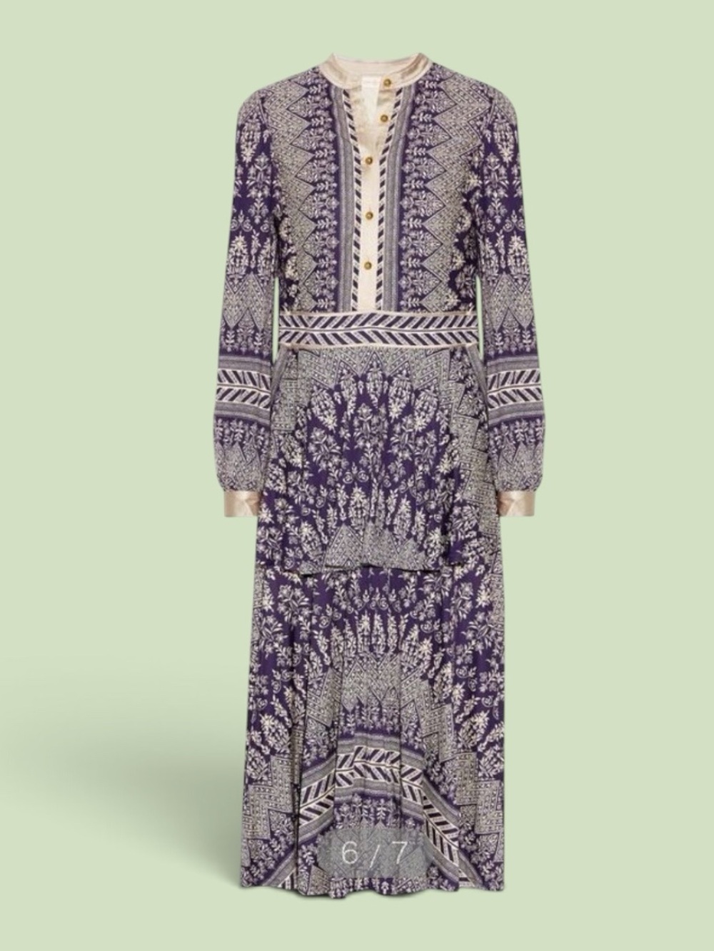 Tory Burch Tovero Floral purple printed crepe de chine midi dress size xsmall